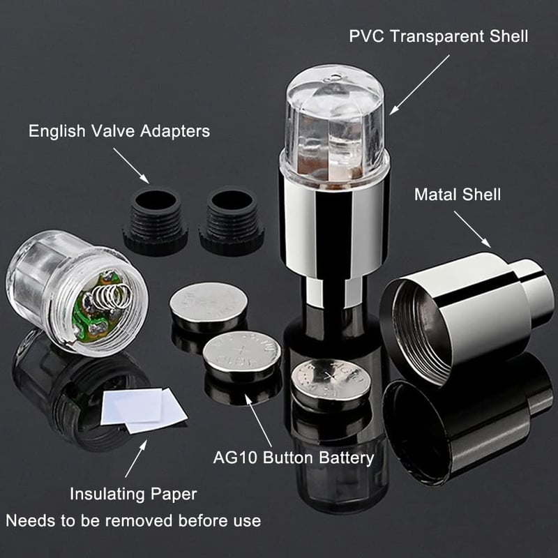 Waterproof LED Tire Valve Cap Lights for Cars & Bikes