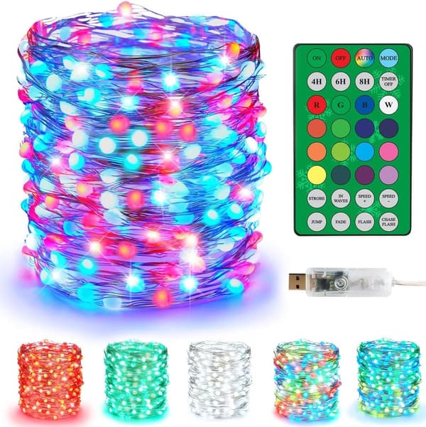100 LED Color Changing Fairy String Lights with Remote & Timer