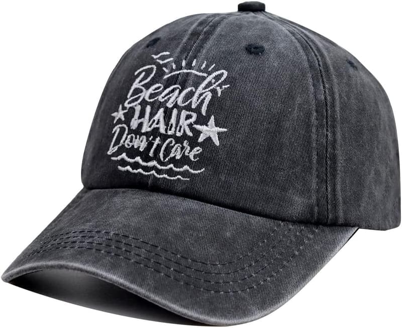 Beach Hair Don't Care Adjustable Embroidered Cap