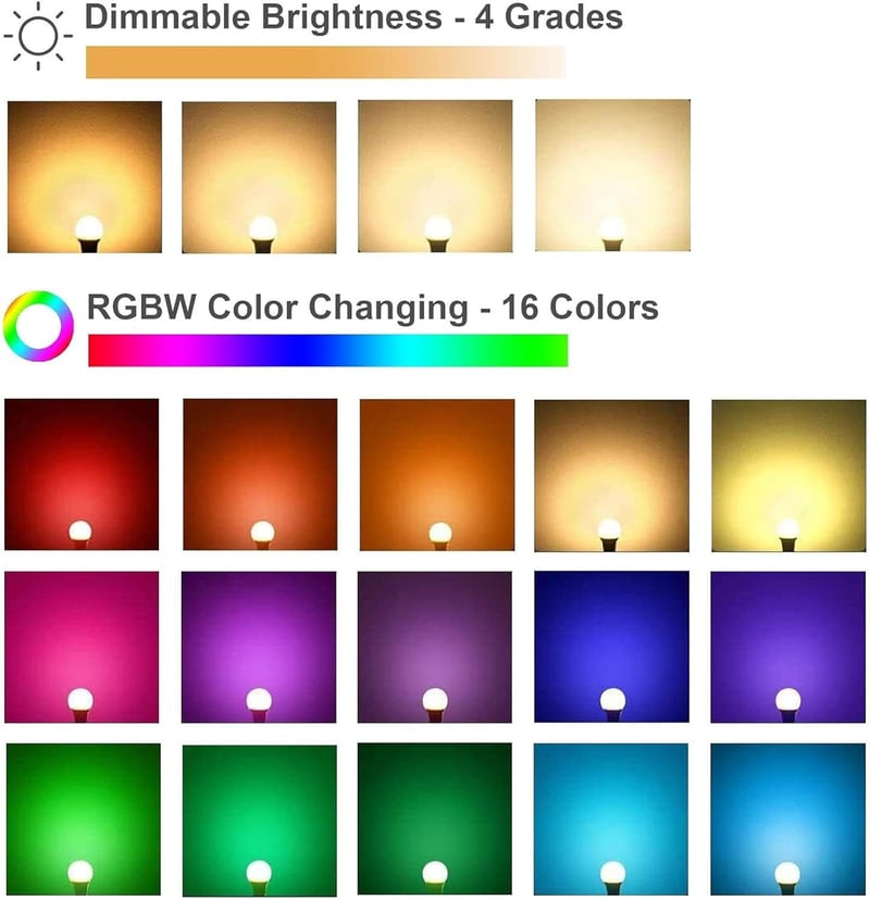 RGB Dimmable Color Changing LED Light Bulbs - 9W A19/E26