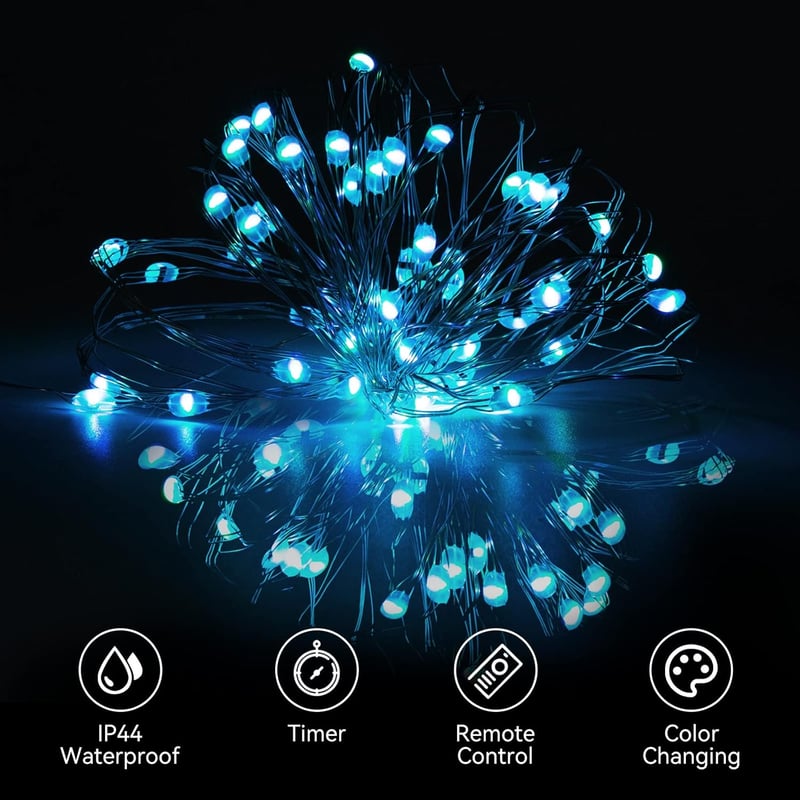 Color Changing Fairy Lights - 40FT Waterproof String Lights, 2 Pack