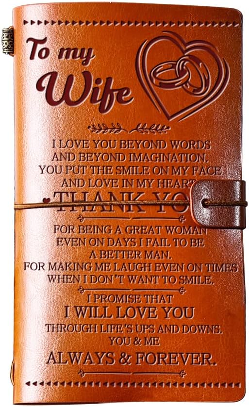 Leather Journal for Wife - 140 Pages, Refillable Anniversary Gift