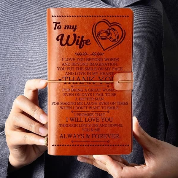 Leather Journal for Wife - 140 Pages, Refillable Anniversary Gift