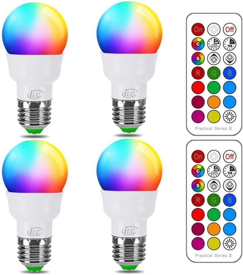 RGB Color Changing LED Flood Light Bulbs with Remote Control (4 Pack)