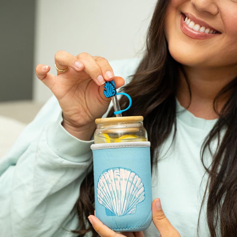 Customized Glass Tumbler with Lid & Straw - Iced Coffee Gift for Women