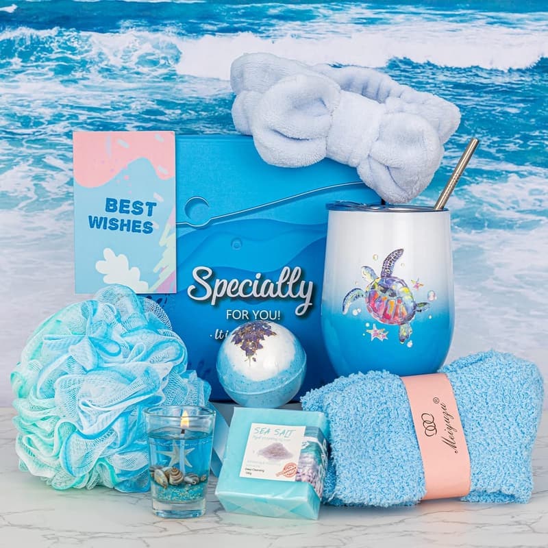 Ocean Spa Gift Basket for Women - Self Care Package for Sea Turtle Lovers