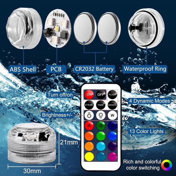 Waterproof Mini LED Tea Lights with Remote – RGB Color Changing