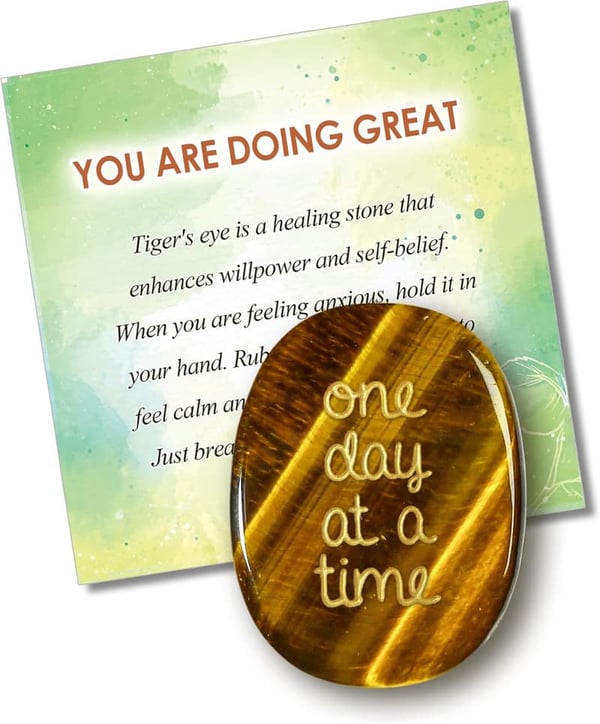Tiger Eye Crystal for Anxiety Relief - Sobriety Support Gift for Men