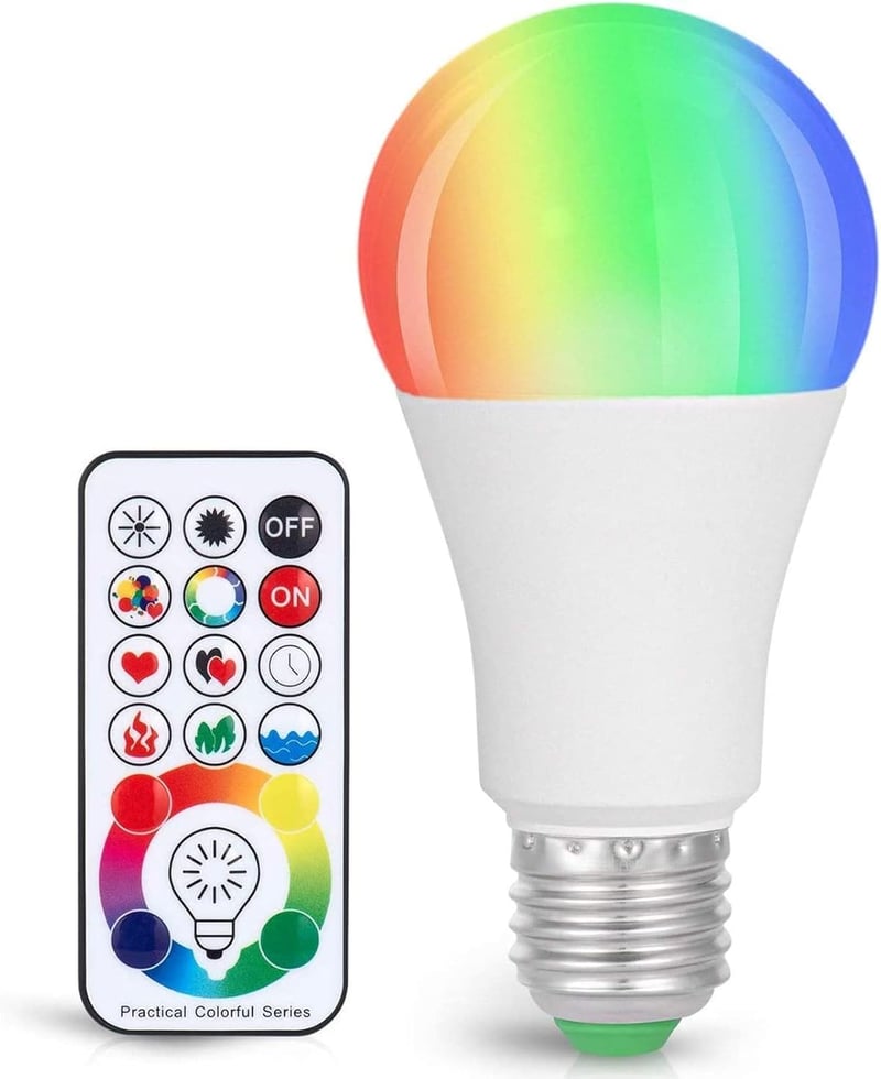 Dimmable RGBW LED Light Bulb with Remote Control, 120 Colors