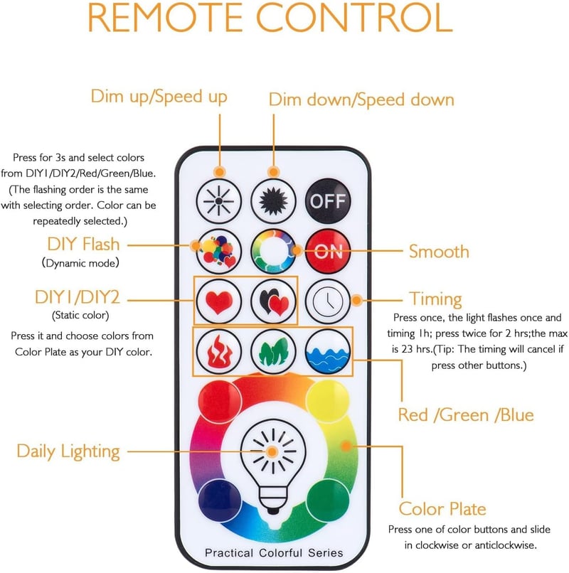 Dimmable RGBW LED Light Bulb with Remote Control, 120 Colors