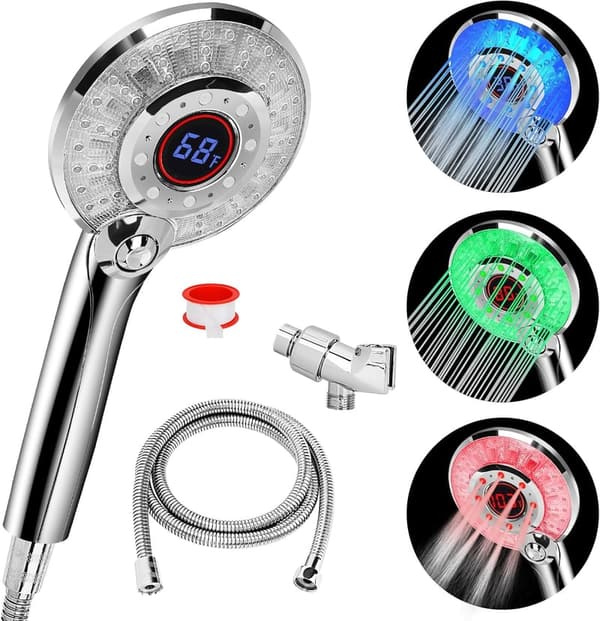 Color Changing LED Handheld Shower Head with High Pressure