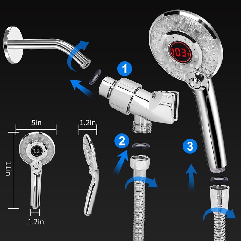 Color Changing LED Handheld Shower Head with High Pressure