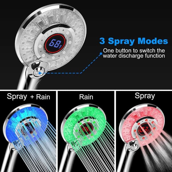 Color Changing LED Handheld Shower Head with High Pressure