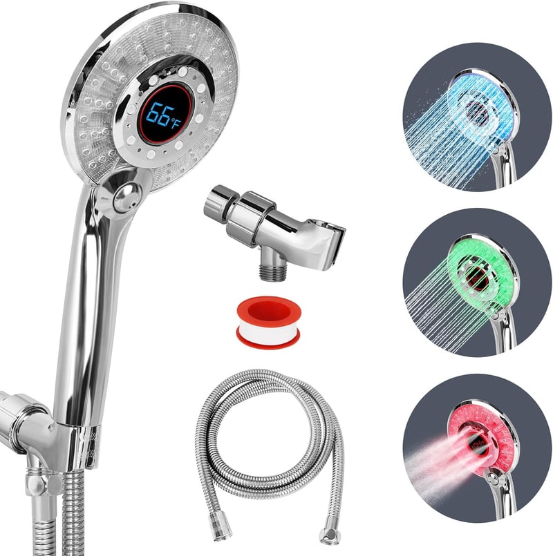 High Pressure LED Shower Head with Temperature Display