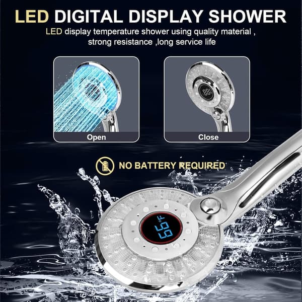 High Pressure LED Shower Head with Temperature Display