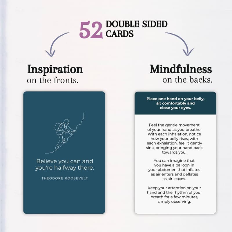 Mindfulness Meditation Cards - 52 Quotes & Affirmations for Stress Relief