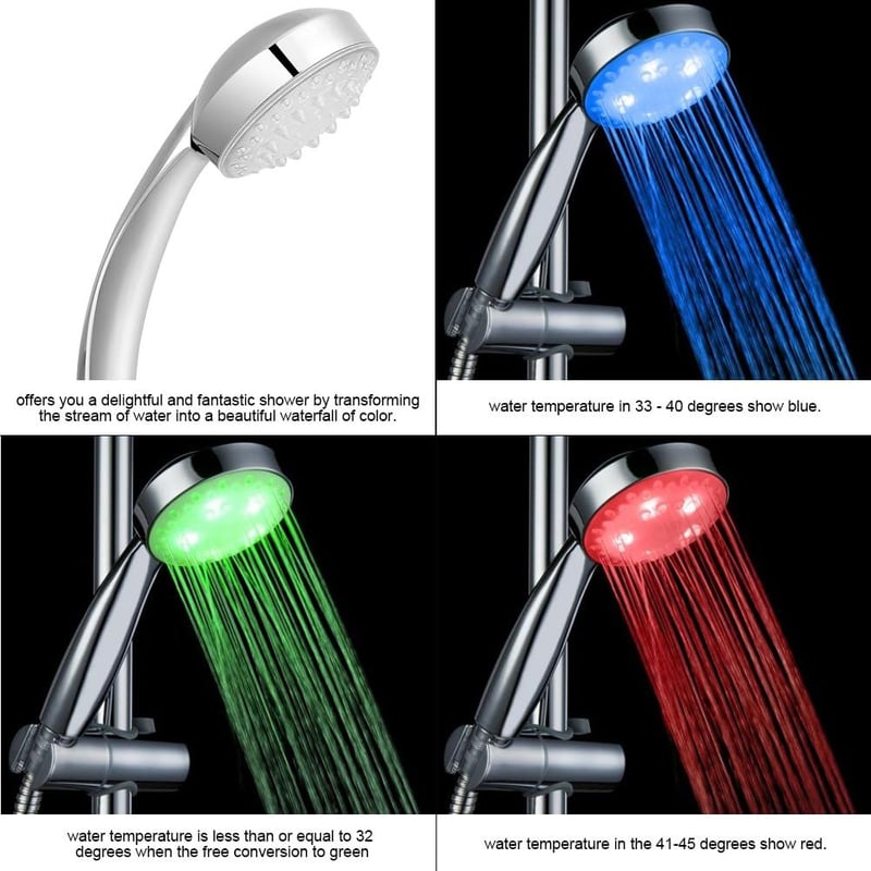 LED Shower Head with Temperature Sensor & Color Changing Lights