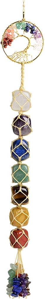 Tree of Life Hanging Ornament with 7 Chakra Healing Stones