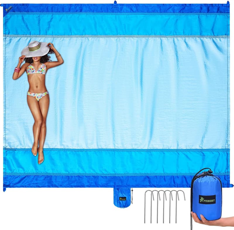 Extra Large Waterproof Beach Blanket with Storage Bag (9x10 FT)