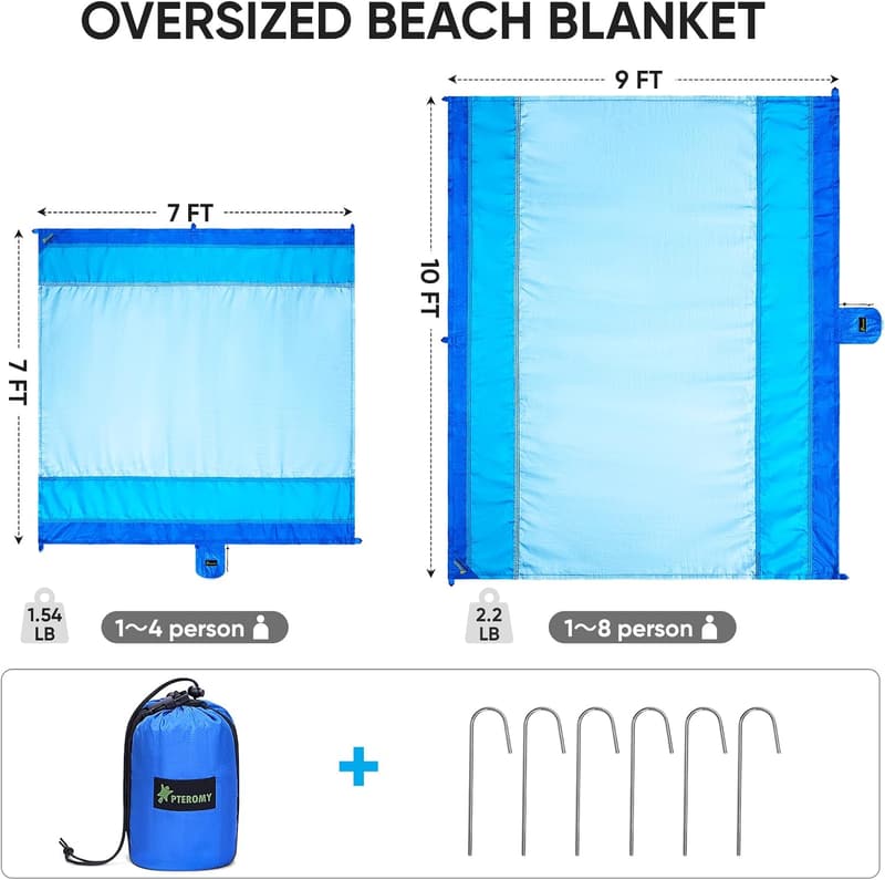 Extra Large Waterproof Beach Blanket with Storage Bag (9x10 FT)