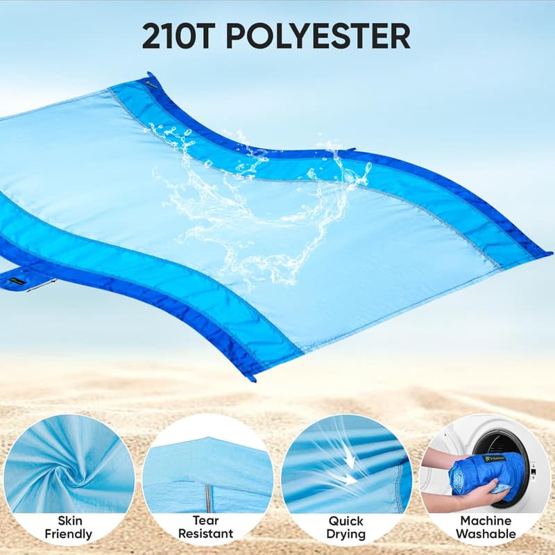 Extra Large Waterproof Beach Blanket with Storage Bag (9x10 FT)