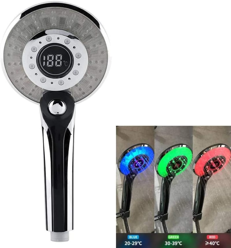 LED Temperature Sensor Shower Head - 3 Color Changing Water-Saving Spray