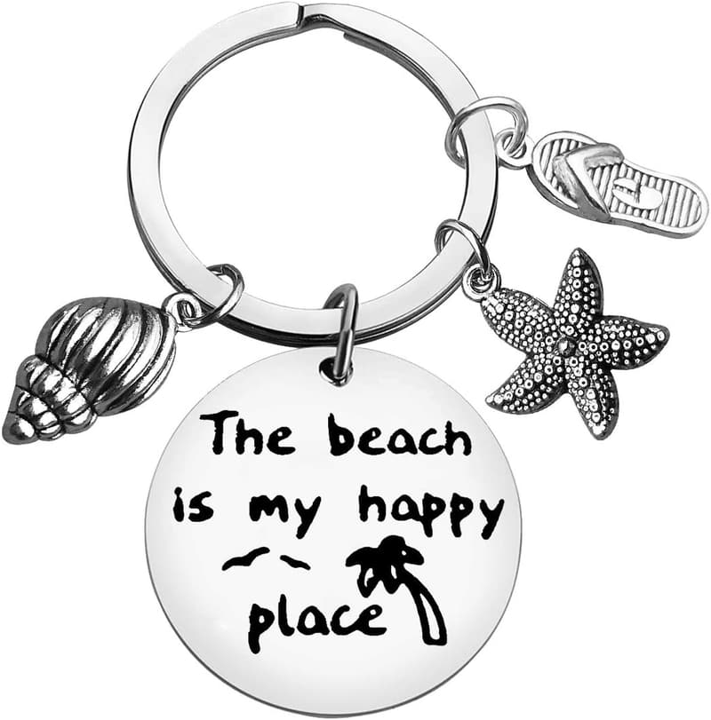 Beach Lover Keychain - Stainless Steel Jewelry Gift for Women