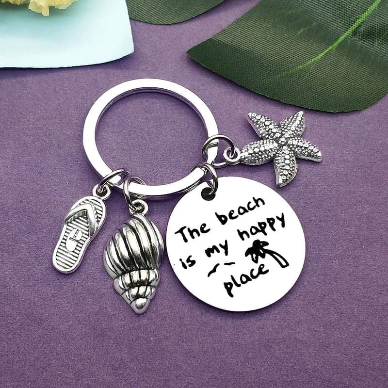 Beach Lover Keychain - Stainless Steel Jewelry Gift for Women