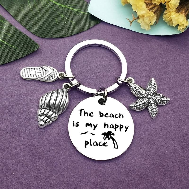 Beach Lover Keychain - Stainless Steel Jewelry Gift for Women