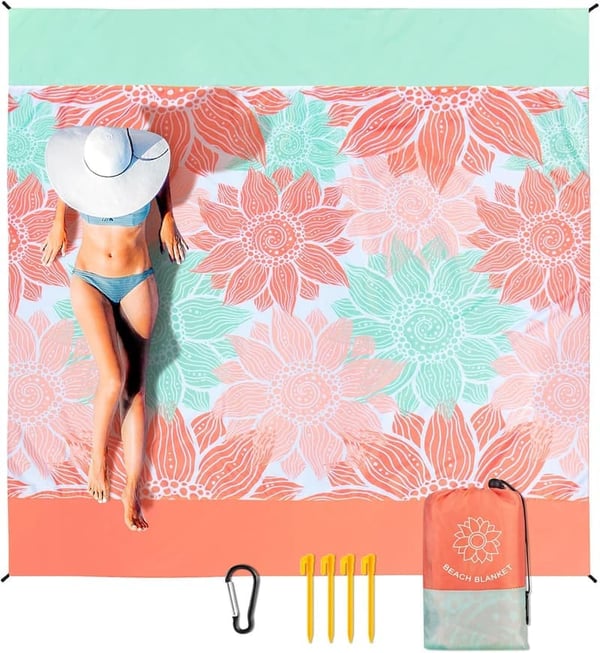 Extra Large Waterproof Beach Blanket for 1-8 Adults