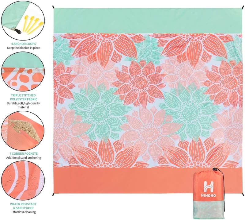 Extra Large Waterproof Beach Blanket for 1-8 Adults