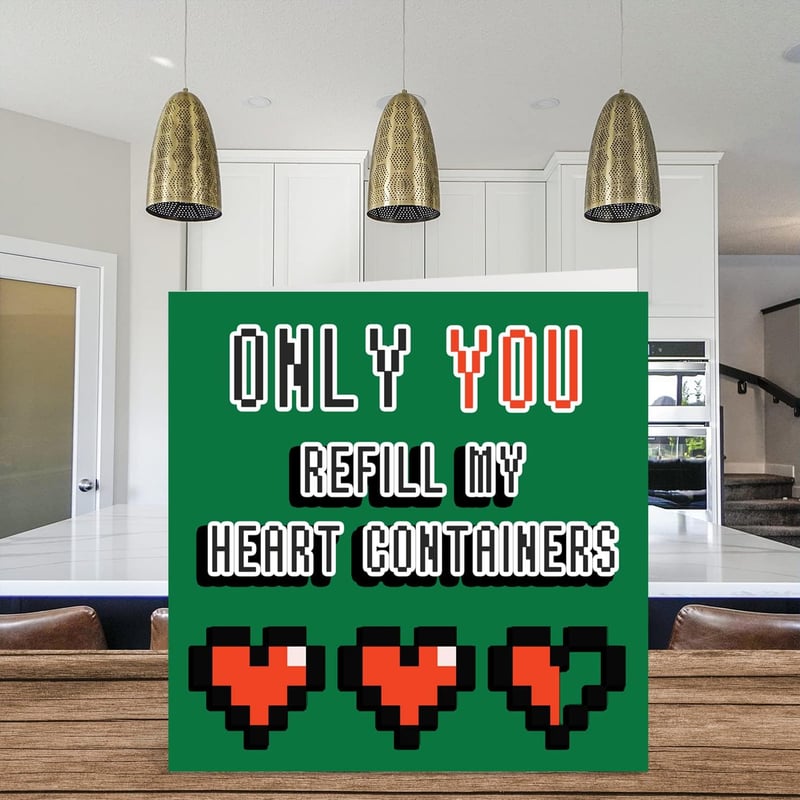 Retro Gaming Anniversary Card - 8 Bit Love Design for Couples