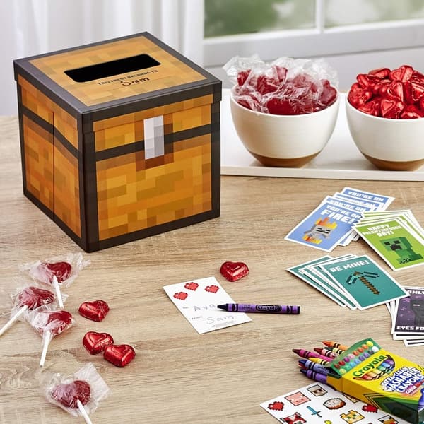 Minecraft Valentine's Day Cards Set for Kids - 32 Cards & Stickers