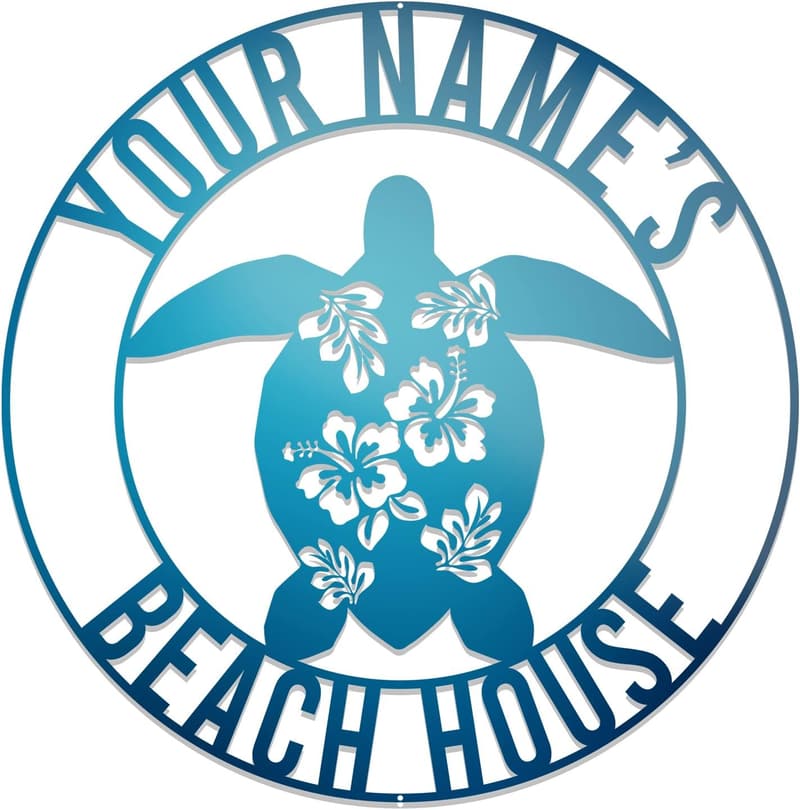 Personalized Beach House Metal Sign - Nautical Outdoor Decor
