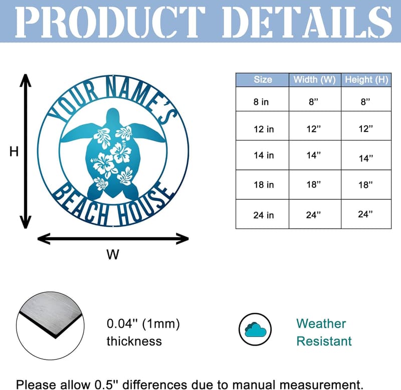 Personalized Beach House Metal Sign - Nautical Outdoor Decor