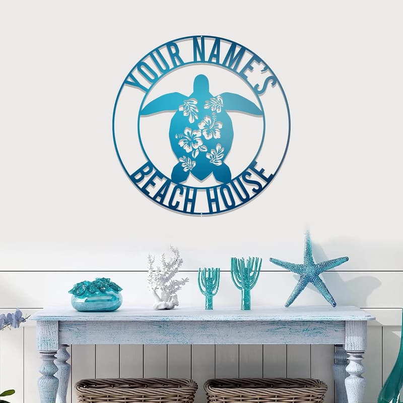 Personalized Beach House Metal Sign - Nautical Outdoor Decor