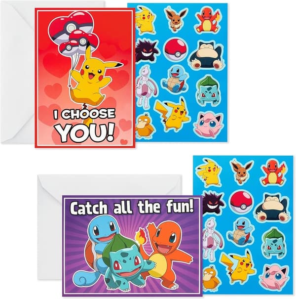 Pokémon Valentine's Day Cards & Stickers Set for Kids (24 Pack)