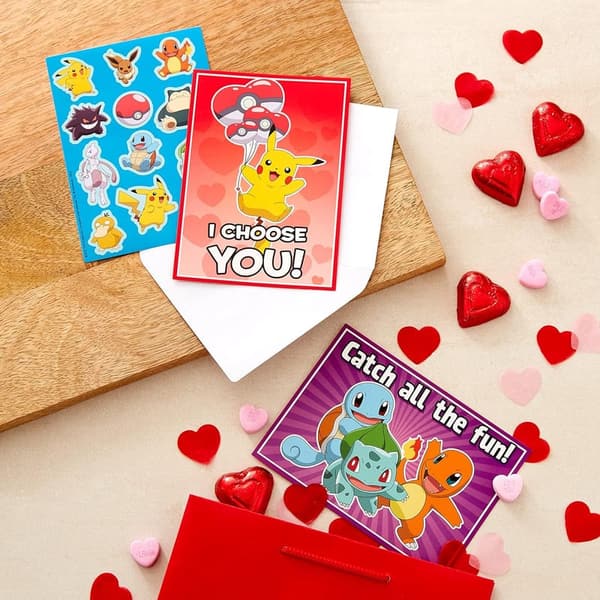 Pokémon Valentine's Day Cards & Stickers Set for Kids (24 Pack)