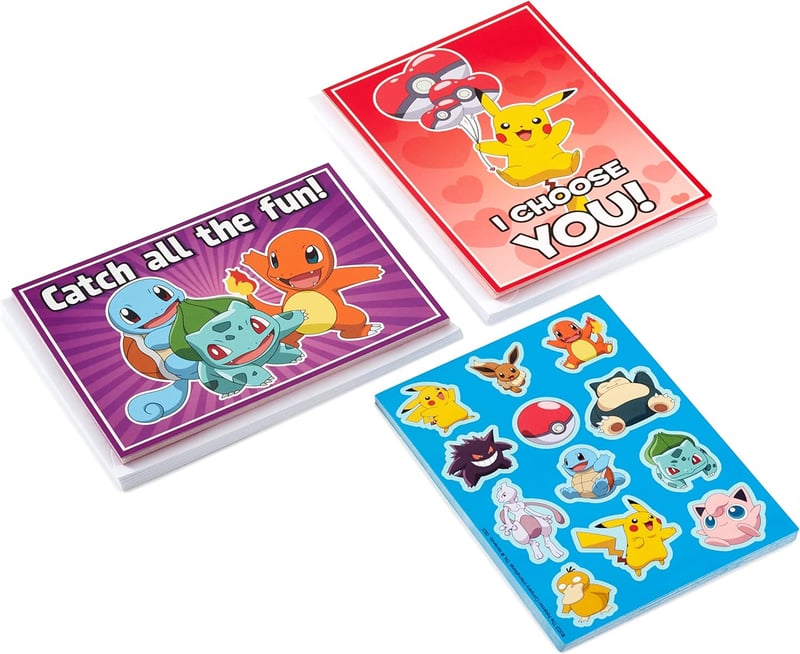 Pokémon Valentine's Day Cards & Stickers Set for Kids (24 Pack)