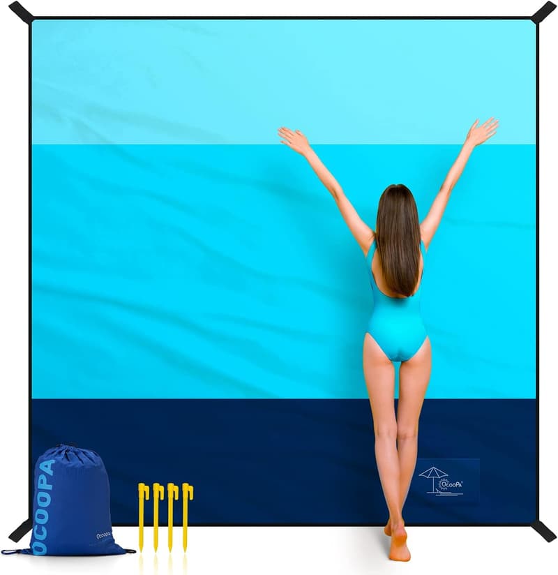 Extra Large Waterproof Beach Blanket for 8, Sandproof Nylon