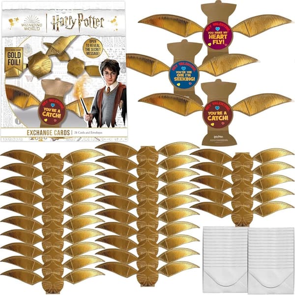 Harry Potter Golden Snitch Valentine's Day Card Set for Kids