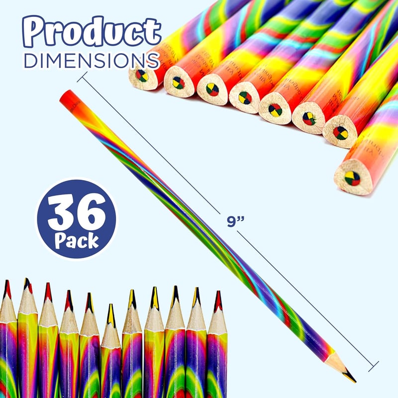 Rainbow Pencil Set - 36 Pack of Colorful Writing Tools