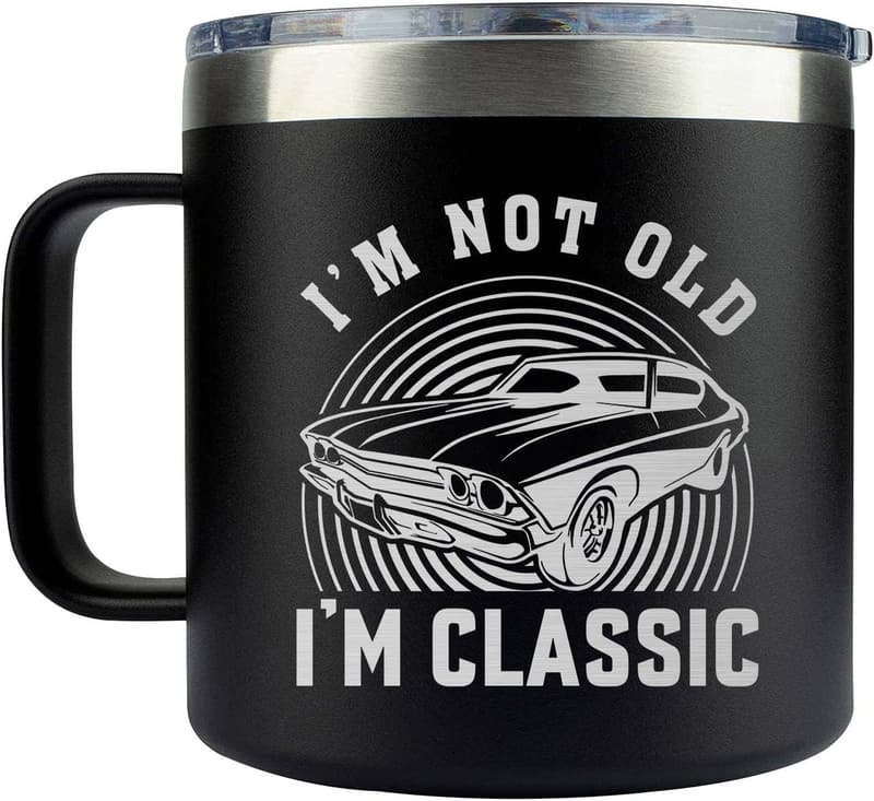 Father's Day Black Coffee Mug for Dad and Grandpa - 14oz