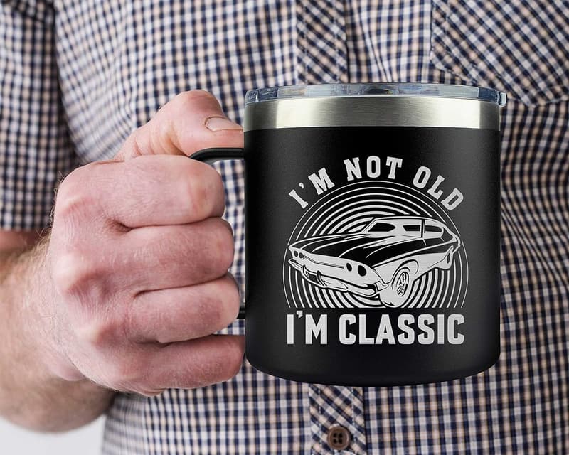 Father's Day Black Coffee Mug for Dad and Grandpa - 14oz