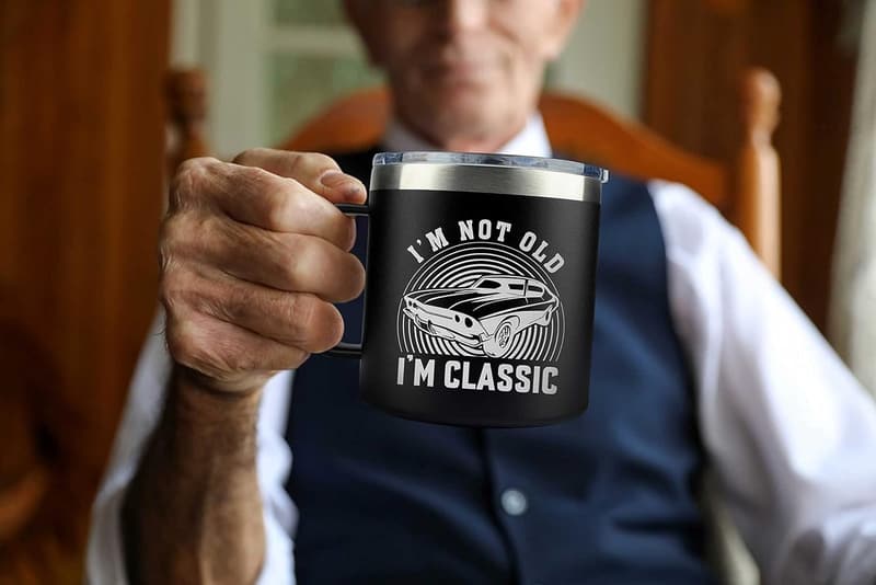 Father's Day Black Coffee Mug for Dad and Grandpa - 14oz
