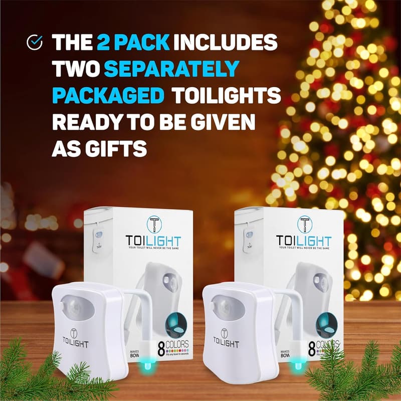 Toilet Bowl Night Light - 2 Pack Motion Sensor Gadget