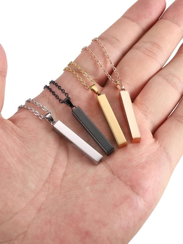 Personalized Stainless Steel Name Bar Necklace for Couples