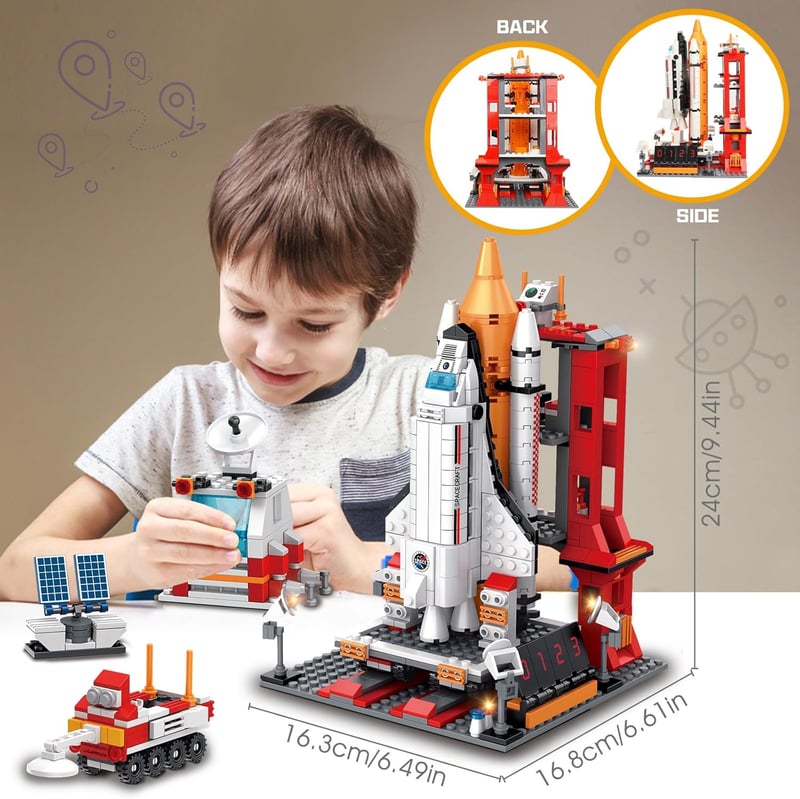 Aerospace Building Set for Boys, 1008pcs Rocket Shuttle Toy