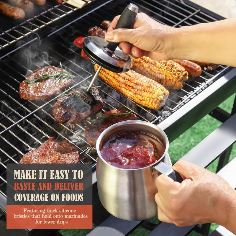 Father's Day BBQ Basting Pot Set - Stainless Steel, 32oz
