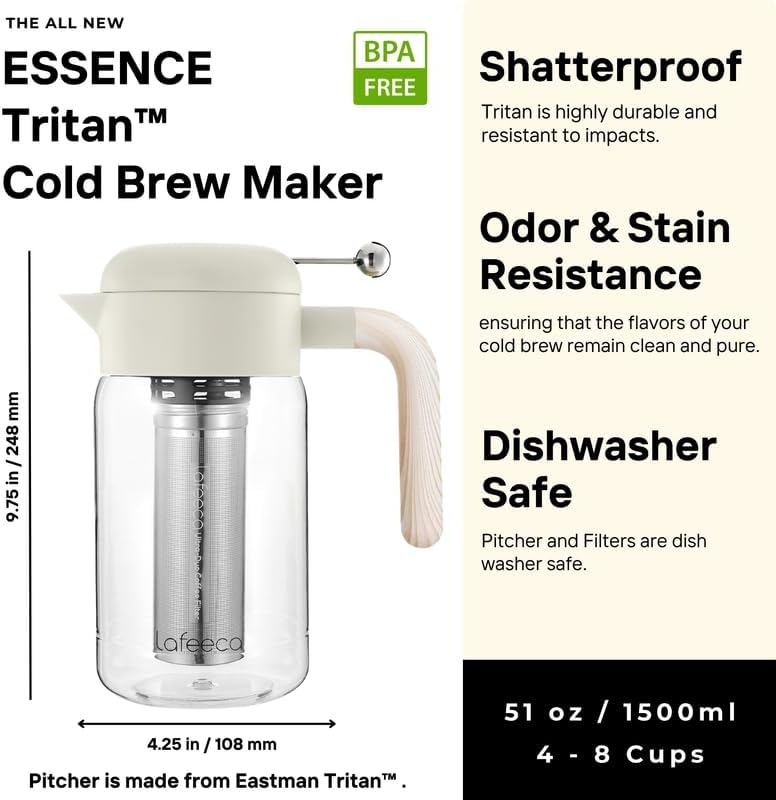 Cold Brew Coffee Maker & Iced Tea Brewer - 51 oz Tritan